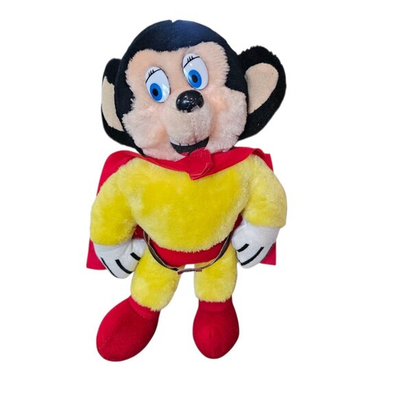 VTG 80s Mighty Mouse Hard Stuffed Animal Plush Superhero Terrytoons 14" 1989 - Picture 1 of 14